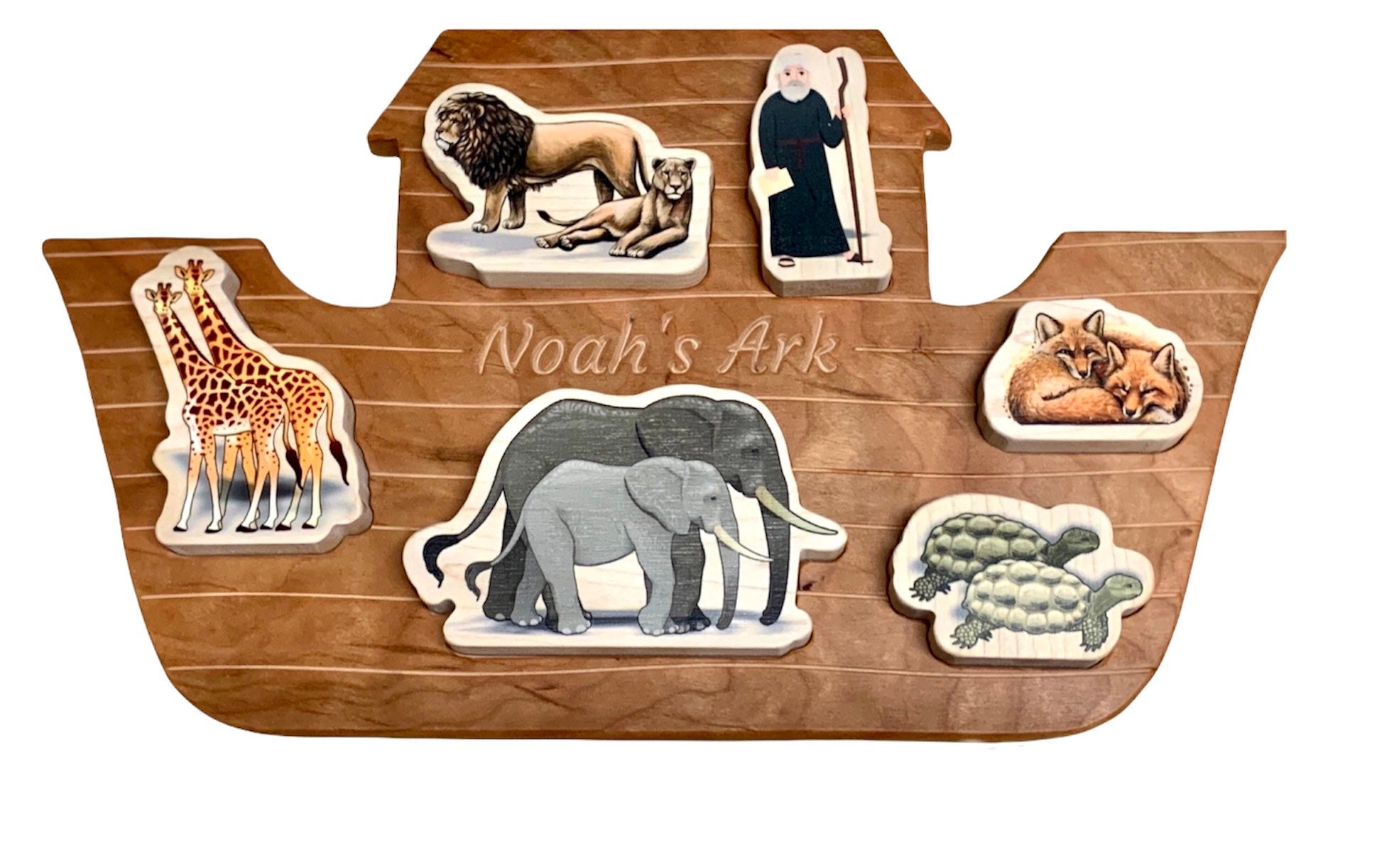 Noah's Ark playset, bible story puzzle, wooden ark, story of Noah, biblical toy, religious toy, simple puzzle toy, gift for grandchild