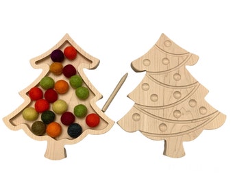 Christmas tree tracing board, 12 days of Christmas, wooden tray, wooden toys, sorting tray