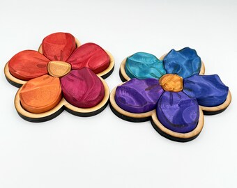 wooden flower puzzles, unique puzzle, one of a kind gift,  gifts under 30 dollars, montessori puzzle for kids, 3d carved puzzle
