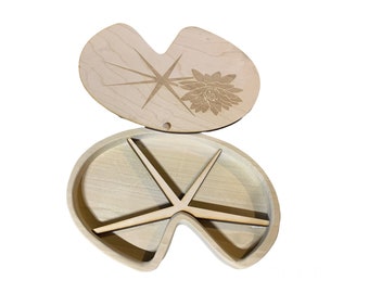 Lilly pad studySensory tray, wooden tray, lilly pad tray, wooden toys, Waldorf inspired, wooden sensory tray, pond study