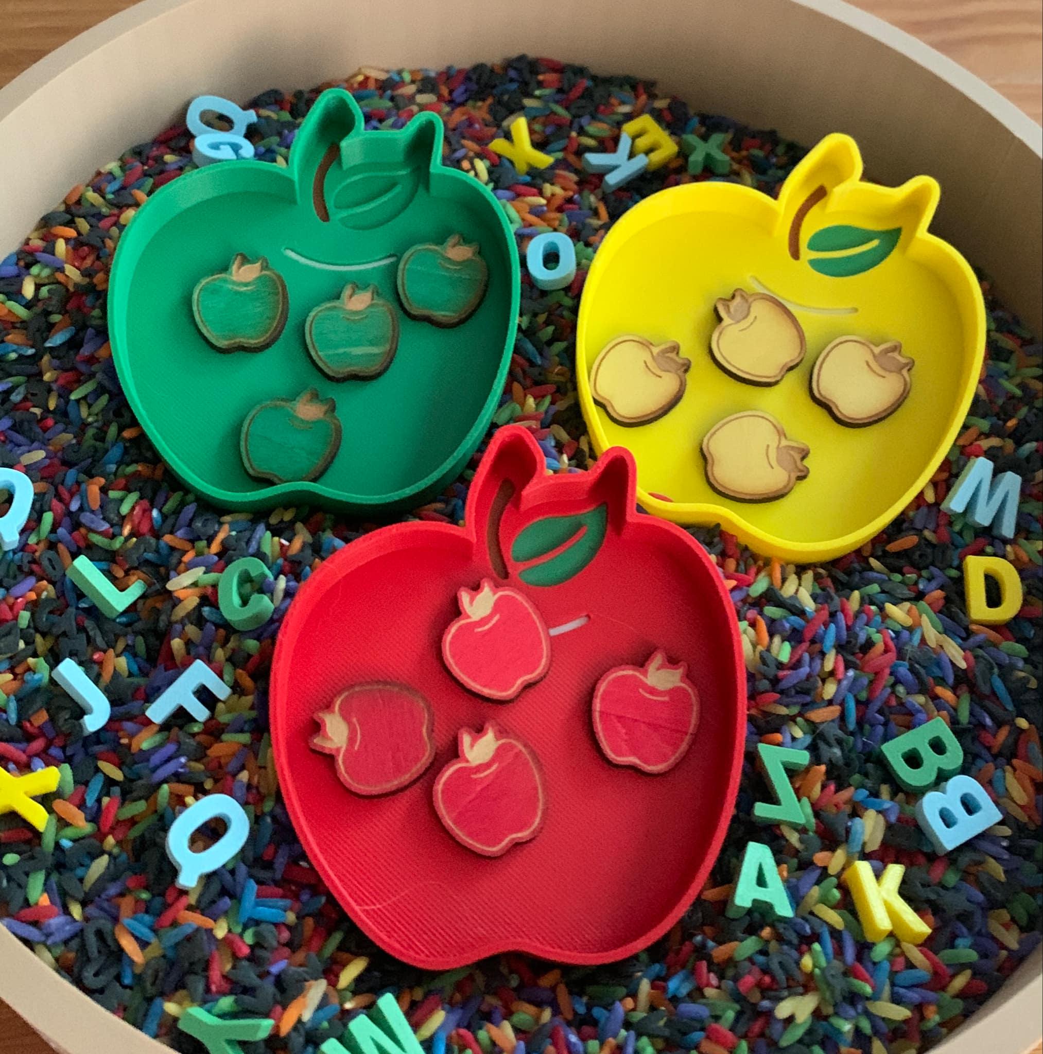 Multi color Apple mini sensory tray set, sensory tray set, halloween toys, halloween sensory tray, gifts under 20, gifts for kids
