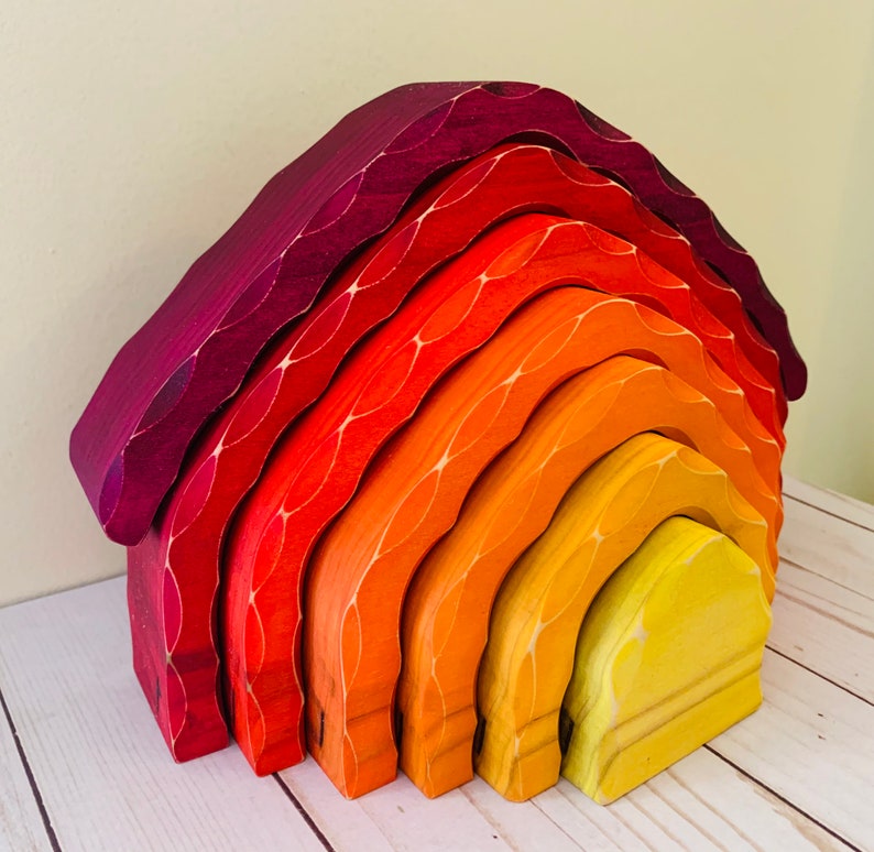 Rainbow House Stacker House Stacking Toy Rainbow Puzzle Etsy
