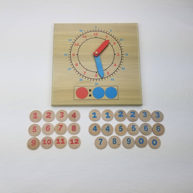 Montessori clock Analog to digital clock learning kit Learn to tell time wooden clock homeschool clock Telling time Learning clock