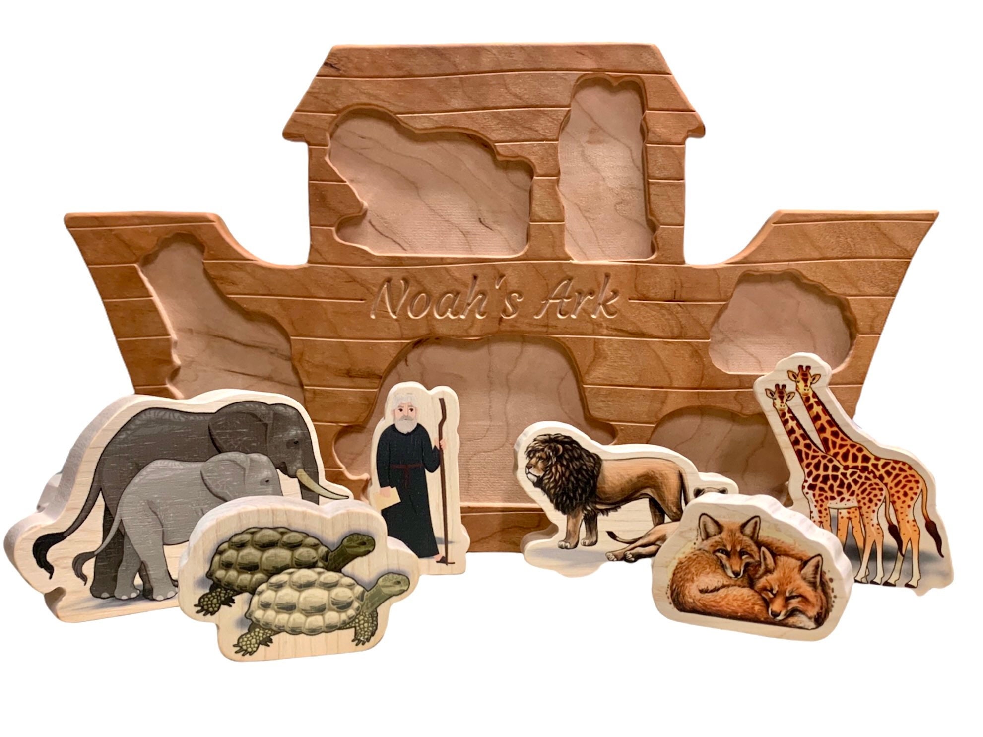 Noah's Ark playset, bible story puzzle, wooden ark, story of Noah, biblical toy, religious toy, simple puzzle toy, gift for grandchild