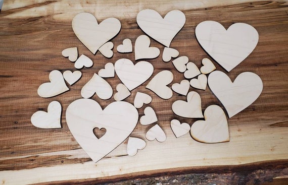 DIY Wooden hearts, craft blanks, wooden heart blanks, valentines hearts,  wooden heart cutouts, craft parts, wooden crafts, paintable hearts