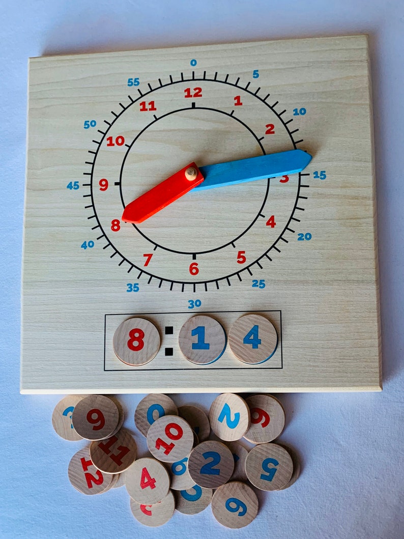 Montessori clock Analog to digital clock learning kit Learn to tell time wooden clock homeschool clock Telling time Learning clock