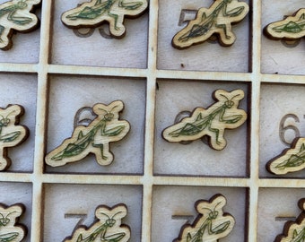 100 praying mantis counters, manipulative parts, loose parts, math counters, counting parts