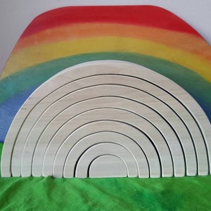 Rainbow stacker, puzzle, wooden rainbow puzzle, wooden toy, waldorf inspired, 2.75 thick, large rainbow stacker, Natural/no stain