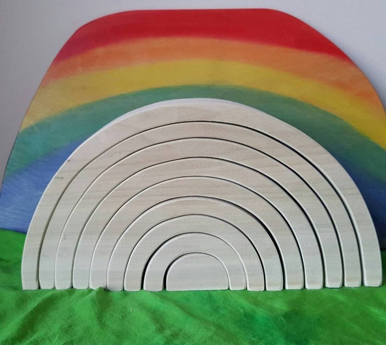 Rainbow stacker, puzzle, wooden rainbow puzzle, wooden toy, waldorf inspired, 2.75 thick, large rainbow stacker, image 2