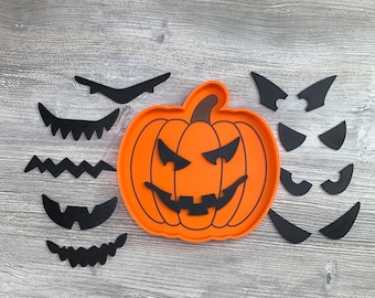 Build a Jack O Lantern, jack-o-lantern sensory tray, halloween arts and craft activity, halloween pumpkin sensory bin, sensoryplay gift for