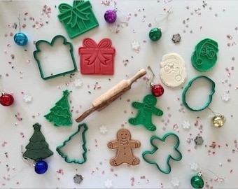 Christmas play dough cutters and stamps, festive holiday activity for kids, sensory play kit for Christmas, holiday dough molds, sensoryplay