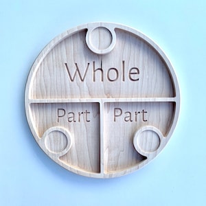Whole Part Part tray, math board, math tray, wooden math tray, wooden tinker tray, Montessori math tray