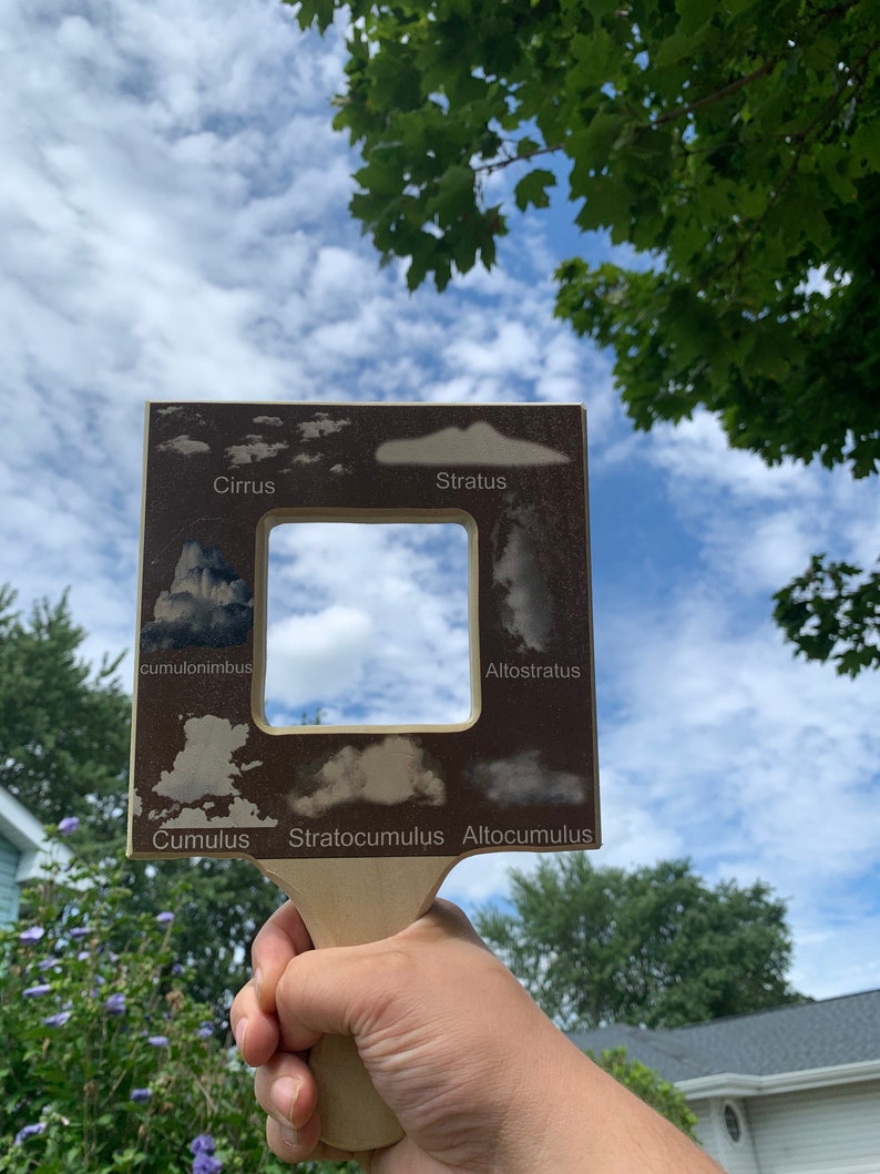 Buscador de guías de naturaleza, buscador de hojas, visor de nubes, guía de identificación de nubes, marco de guía de naturaleza, materiales de educación en el hogar, juguete Montessori imagen 1