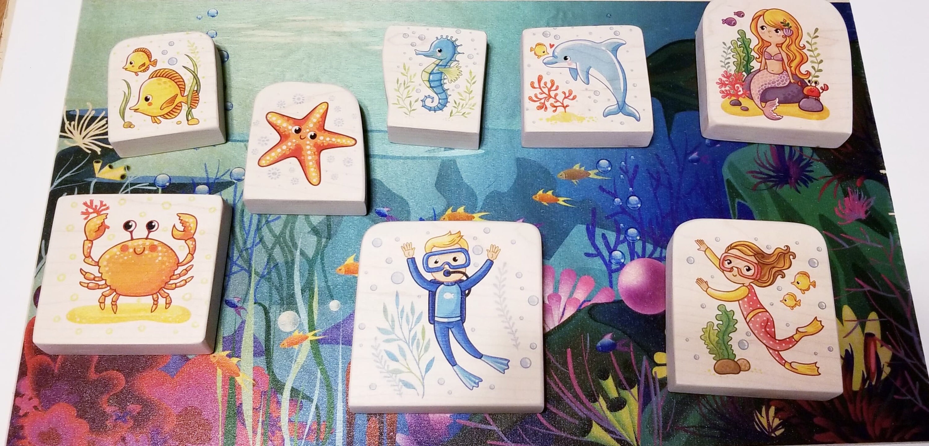 Ocean Play Set Under the sea toy Wooden toy Ocean animals Etsy