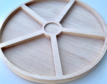 Sorting tray, wooden tray, sensory tray, compartment tray, wooden round tray, loose part tray,