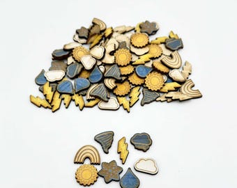 100 assorted weather counters loose parts manipulatives, 100 board counters, learn about weather, sensory play,  sensoryplay