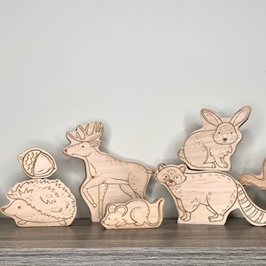 Woodland creatures, woodland animals, wooden play set, pretend play, Waldorf inspired, Waldorf toy