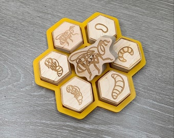 Honeycomb sensory tray and life cycle of a bee set,  Apiary home school set,  Educational bee materials, fizzy play tray bee sensoryplay kit