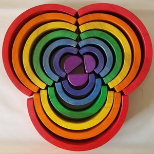 Apilador arco iris, apilador de rompecabezas arco iris, juguete de madera, inspirado en Waldorf, juguete montessori, 2,25 de espesor y 10 de largo, Montessori imagen 6