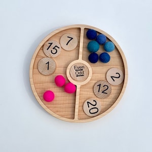 2 part tray, wooden tray, tinker tray, even/odd tray, math tray, sorting tray, Montessori tray