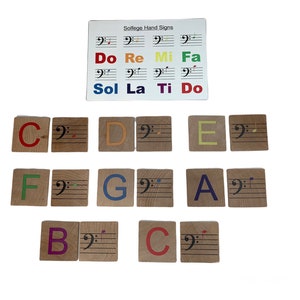 Bass Clef solfege set, solfege hand signs, music notes, do re mi fa sol la ti do, music scale, music notes, Montessori materials