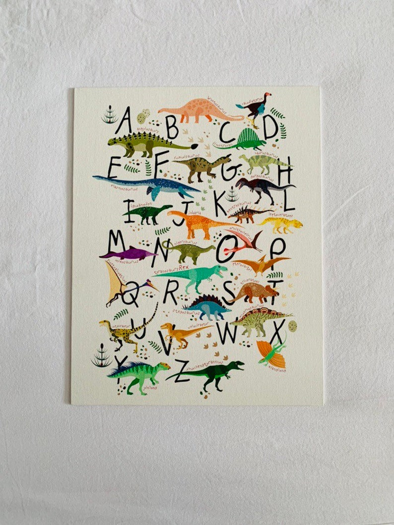 Dinosaur Alphabet Alphabet Poster Canvas Poster Canvas Etsy