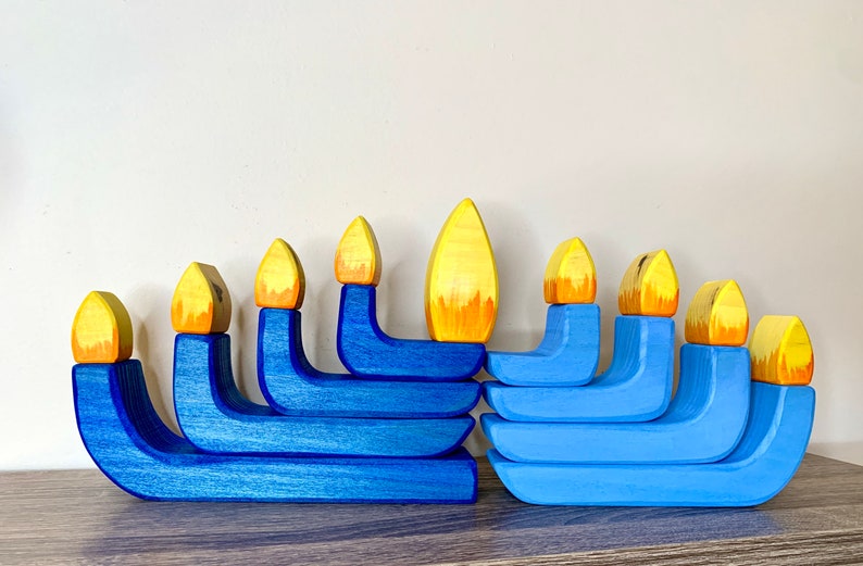 Wooden Menorah Menorah Stacker Kids Menorah Hanukkah Etsy