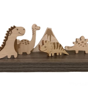 Dino set, dinosaurs, volcano, pretend play set, wooden play set