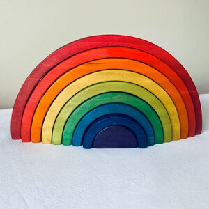 Rainbow stacker, puzzle, wooden rainbow puzzle, wooden toy, waldorf inspired, 2.75 thick, large rainbow stacker, image 6