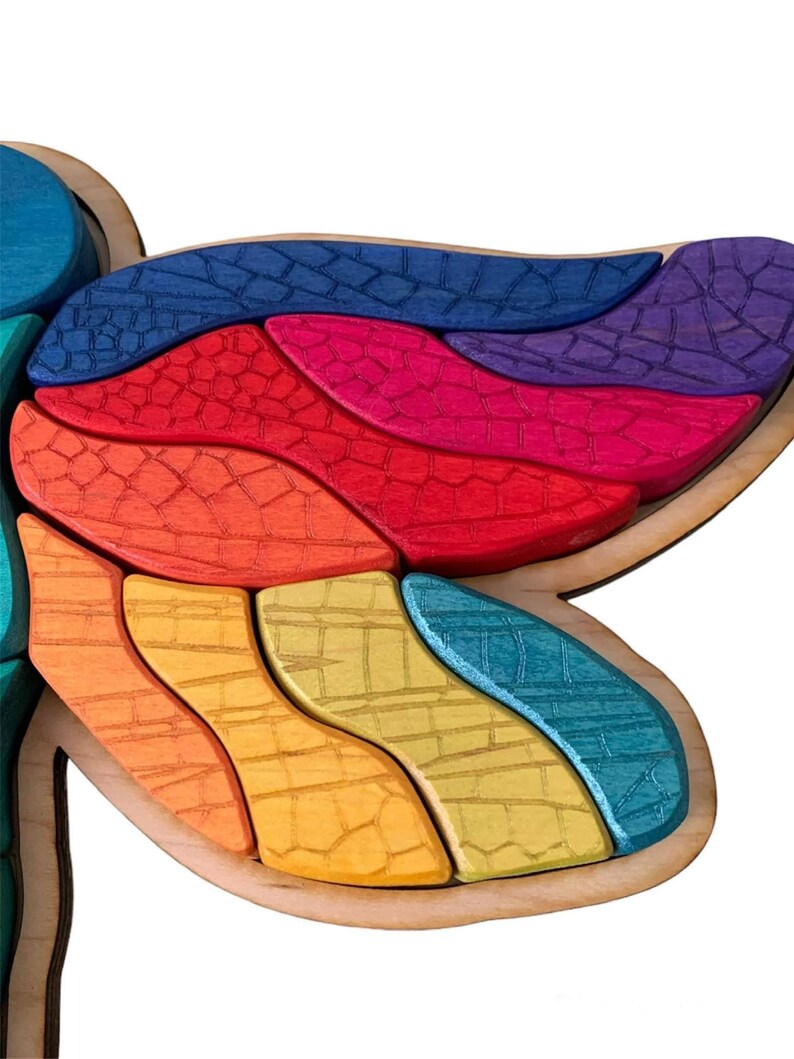 Wooden Dragonfly Puzzle Chunky Blocks Puzzle Nature Building Etsy