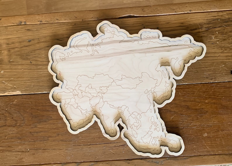 Continents of the world trays, geography educational materials, world map study, interactive montessori map, gift for montessori child Asia