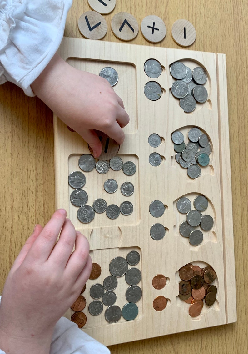 Money board, wooden math board, educational materials, wooden money board, image 6