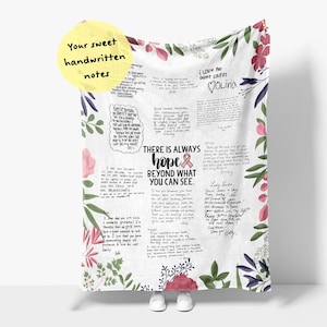 Manta de quimioterapia para pacientes con cáncer / Manta de aliento + Notas escritas a mano / Notas personalizadas en la manta / Manta de cartas grupales - Always Hope