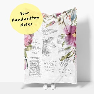 Photo Collage Blanket with Handwritten Notes | Group Letter Blanket | Chemo Blanket | Memorial Gift | Handwriting Gift