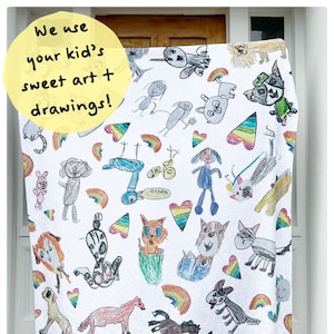 Kid's Drawings | Make Your Own Blanket | Kid's Bedding | Kid's Art Blanket | Design Your Own Blanket | Kid's Art Keepsake