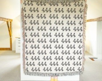 444 Blanket | Angel Number | The Universe Is On Your Side | Spiritual Numbers | Angel Number | Conversation Starter Home Decor |