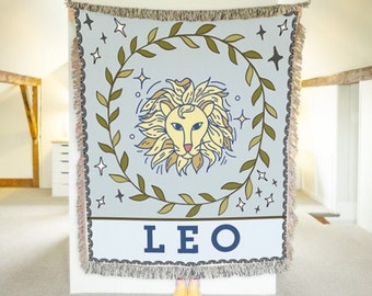 Zodiac Tapestry Blanket - Kies uw teken - Horoscoop Astrologie Dekens - Constellation Star Decor en Geschenken - Leeuw Geweven Deken