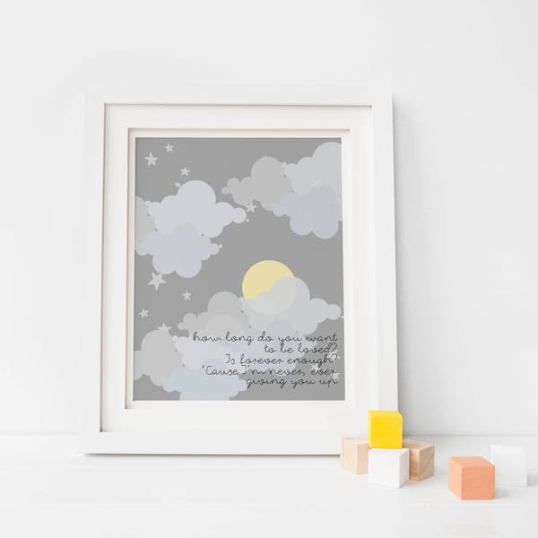 Dixie Chicks Lyrics Nursery Print / Canvas, Lullaby Gender Neutral Nursery, Baby Room Quotes - Nursery Wall Decor, Lullaby Lyrics Wall Art