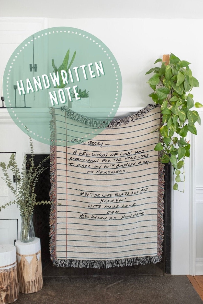Handwriting Gift Letter Blanket Custom Throw Blanket Etsy