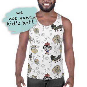 Benutzerdefinierte Männer Tank Top mit Kunstwerk des Kindes | Herren Gym Tank Top | Kid Designer | Kinder machen ihre eigene Kleidung | Passende Familie |
