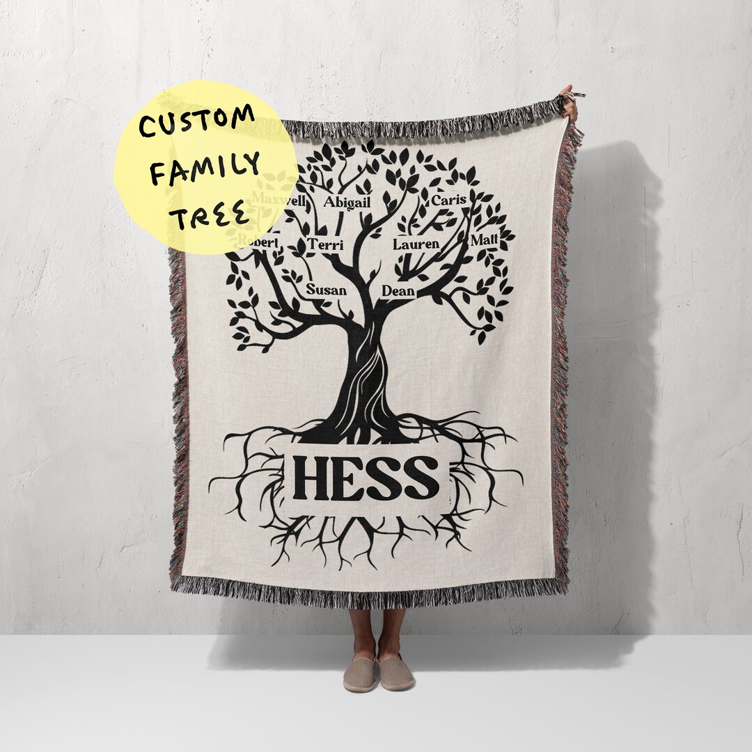 Family Tree Blanket Woven Blanket Family Tree Family Heirloom Gift Family Blanket Etsy