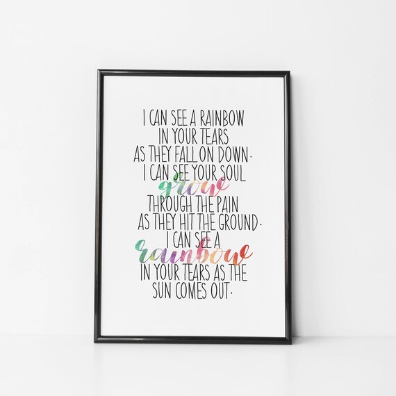 Rainbow Sia Lyrics Wall Art Print My Little Pony | Etsy