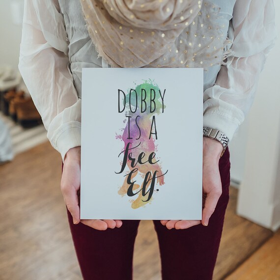 Dobby Is A Free Elf Quote Dobby Watercolor Dobby House Elf Etsy