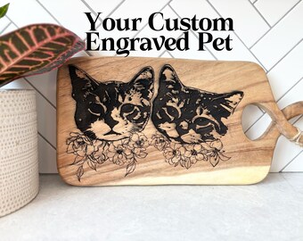 Engraved Pet Photo Charcuterie Board: Personalized Hardwood Cutting Board