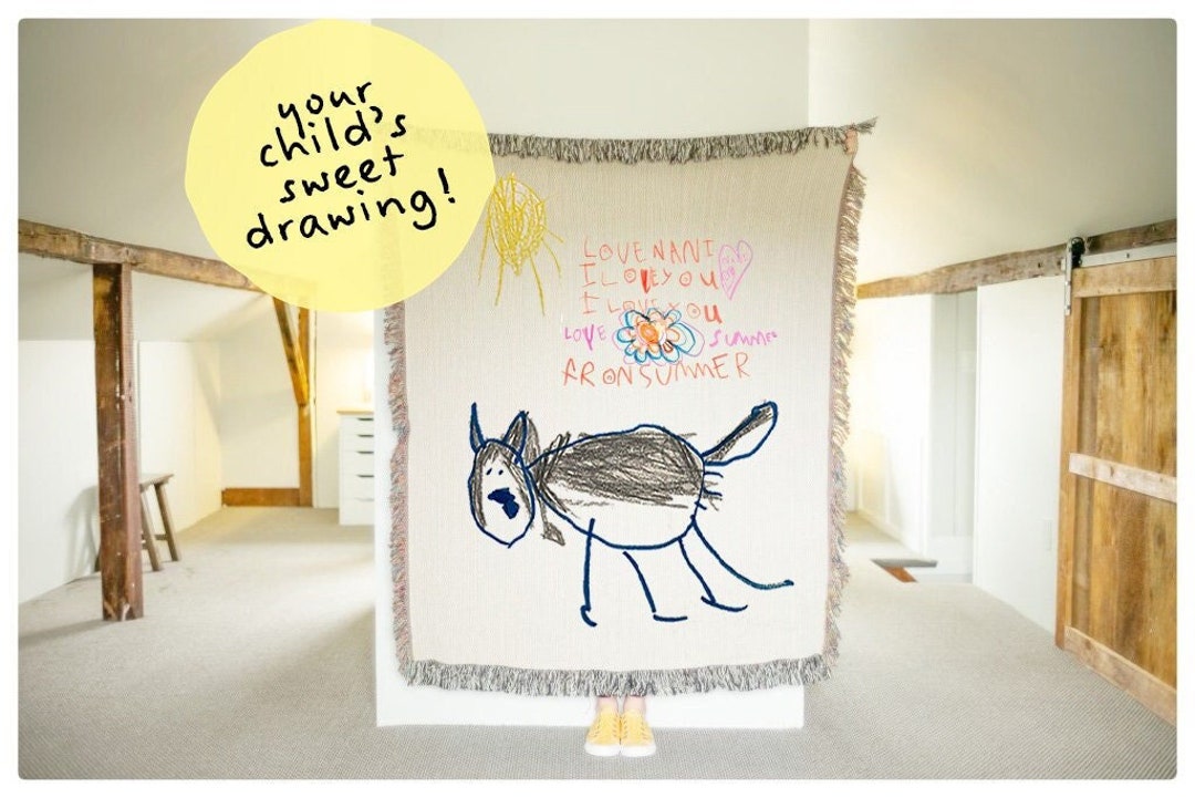 Personalized Blanket Custom Drawing on Woven Throw Blanket / Tapestry
