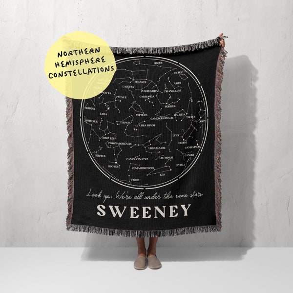 Stargazing Family Blanket | Northern Hemisphere Constellation Blanket | Family Name Constellation Blanket | We're all under the same stars