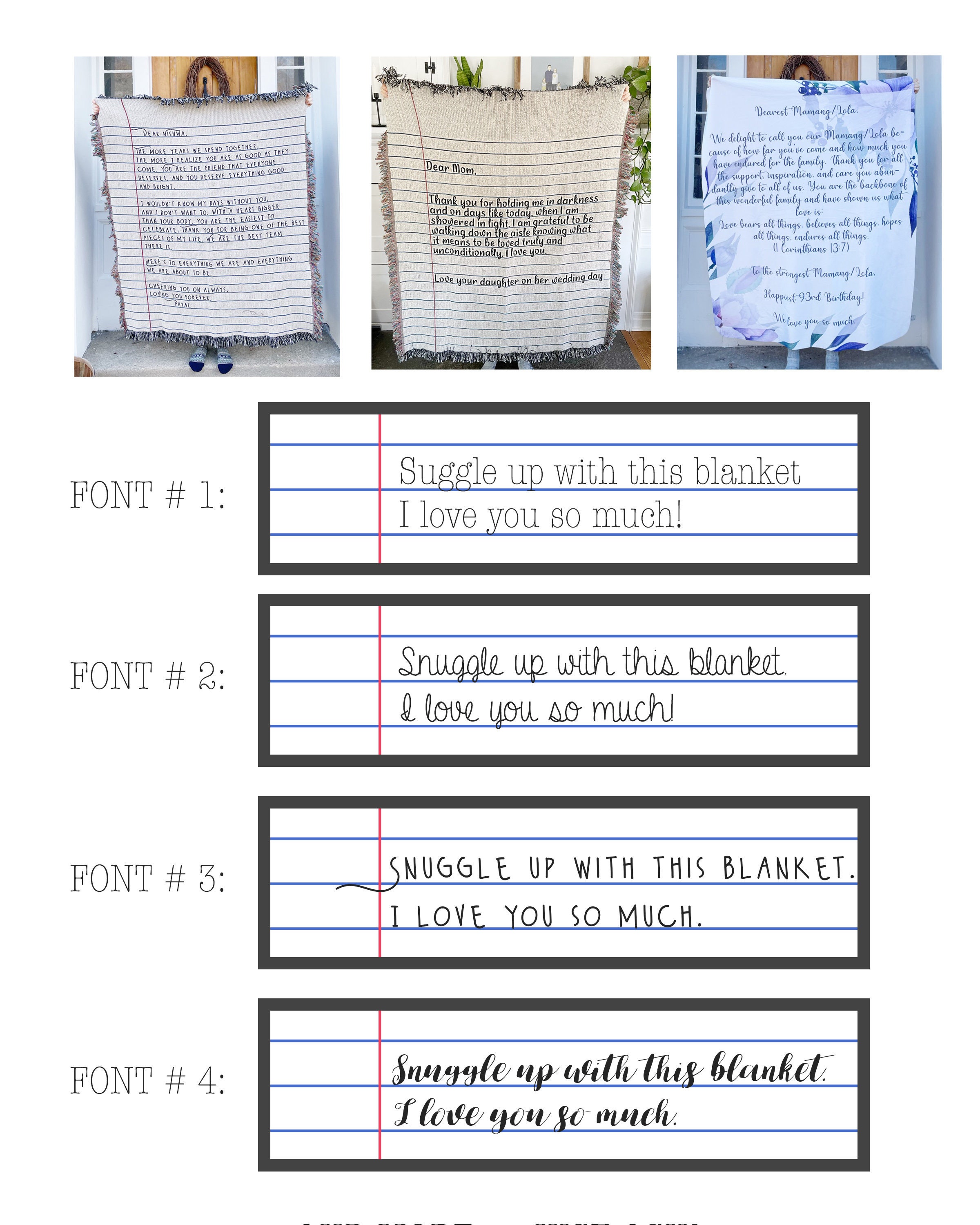 Love Letter Blanket Handwriting Gift Custom Blanket Your Etsy