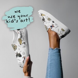 Women&#39;s Shoes Designed by Child | Kid&#39;s Art on Shoes | Child Designer | Unique Shoes | High Tops, Slip Ons, Athletic Sneakers, Lace Ups