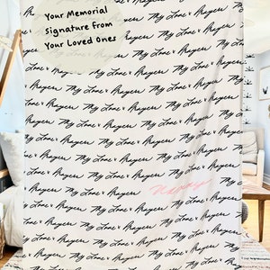 Manta de firma repetida / Usar la escritura a mano de un ser querido / Te amo manta / Personalizar con nombre / Manta conmemorativa personalizada /