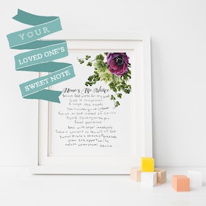 Handwriting Art Print / Canvas - Custom Memorial Actual Handwriting - Personalized Memorial Signature Print - Memorial Handwriting Print